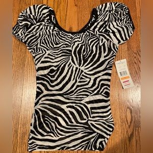 Karen Kane black and white mesh shirt